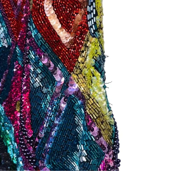 Oleg Cassini Black Tie Multicolor Sequin Dress - Picture 5 of 10